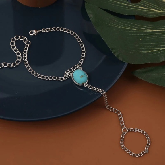 Turquoise Chain Ring Bracelet - Picture 4 of 8